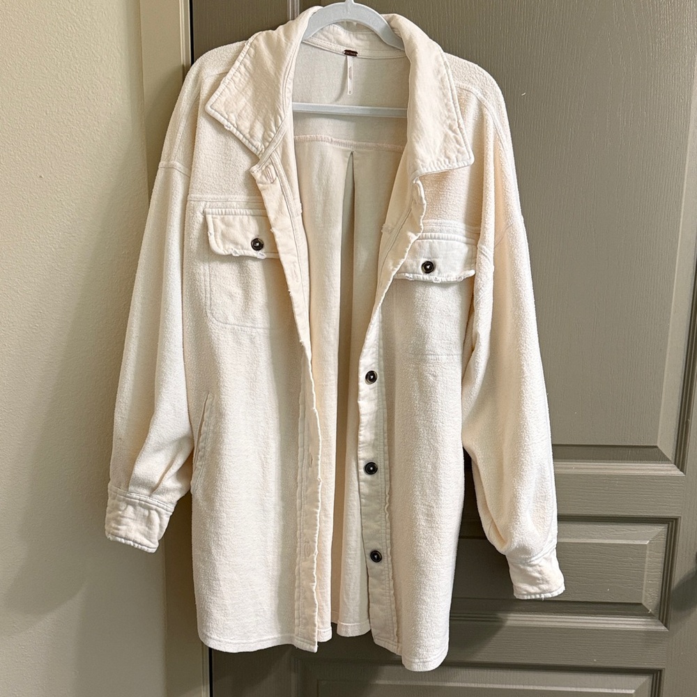 Cream Peach White Ruby Button-Up Jacket
